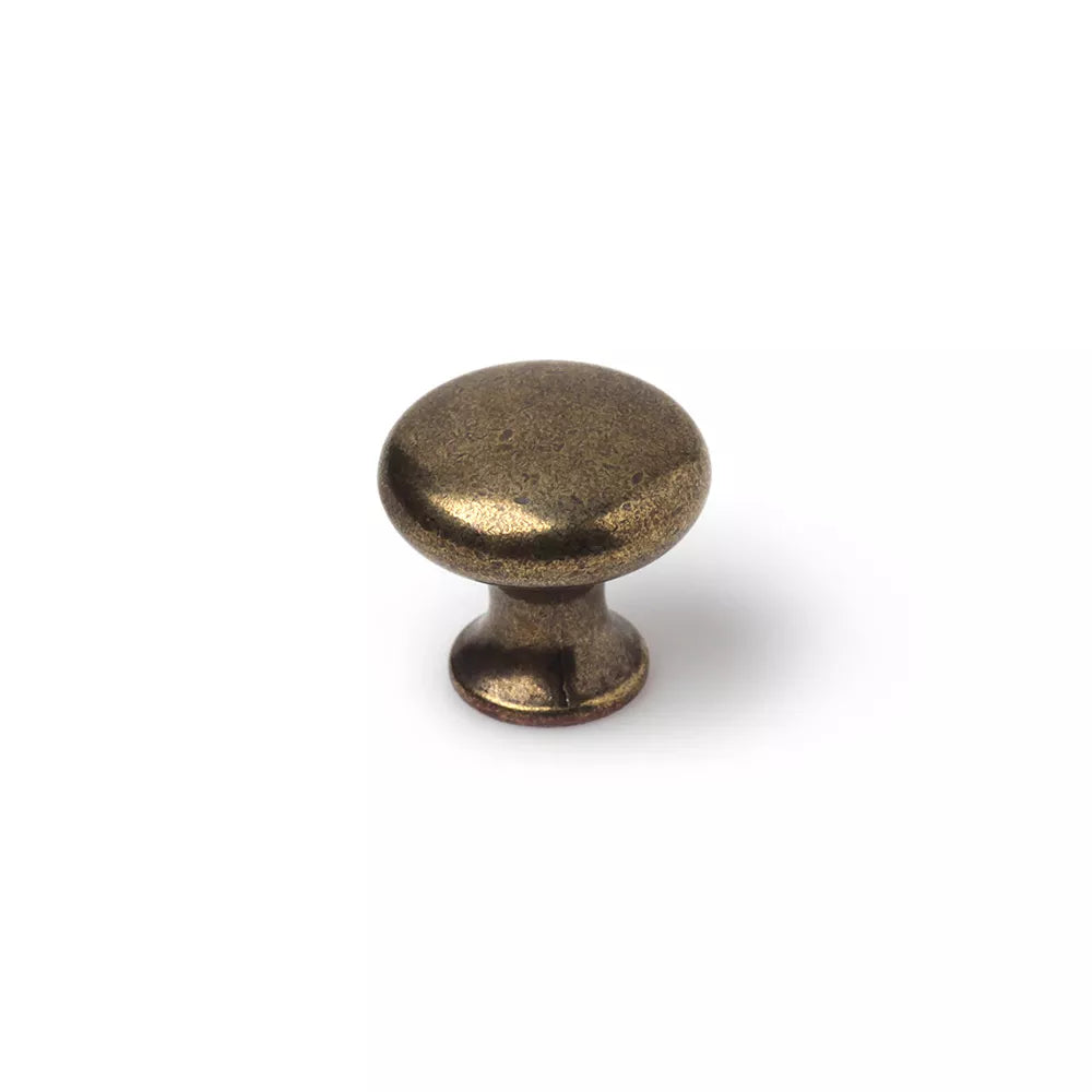 REI BLISTER CON 4 POMOS REDONDOS PARA MUEBLE FABRICADO EN ZAMAK ACABADO CUERO VIEJO MOD. 760 Ø25mm