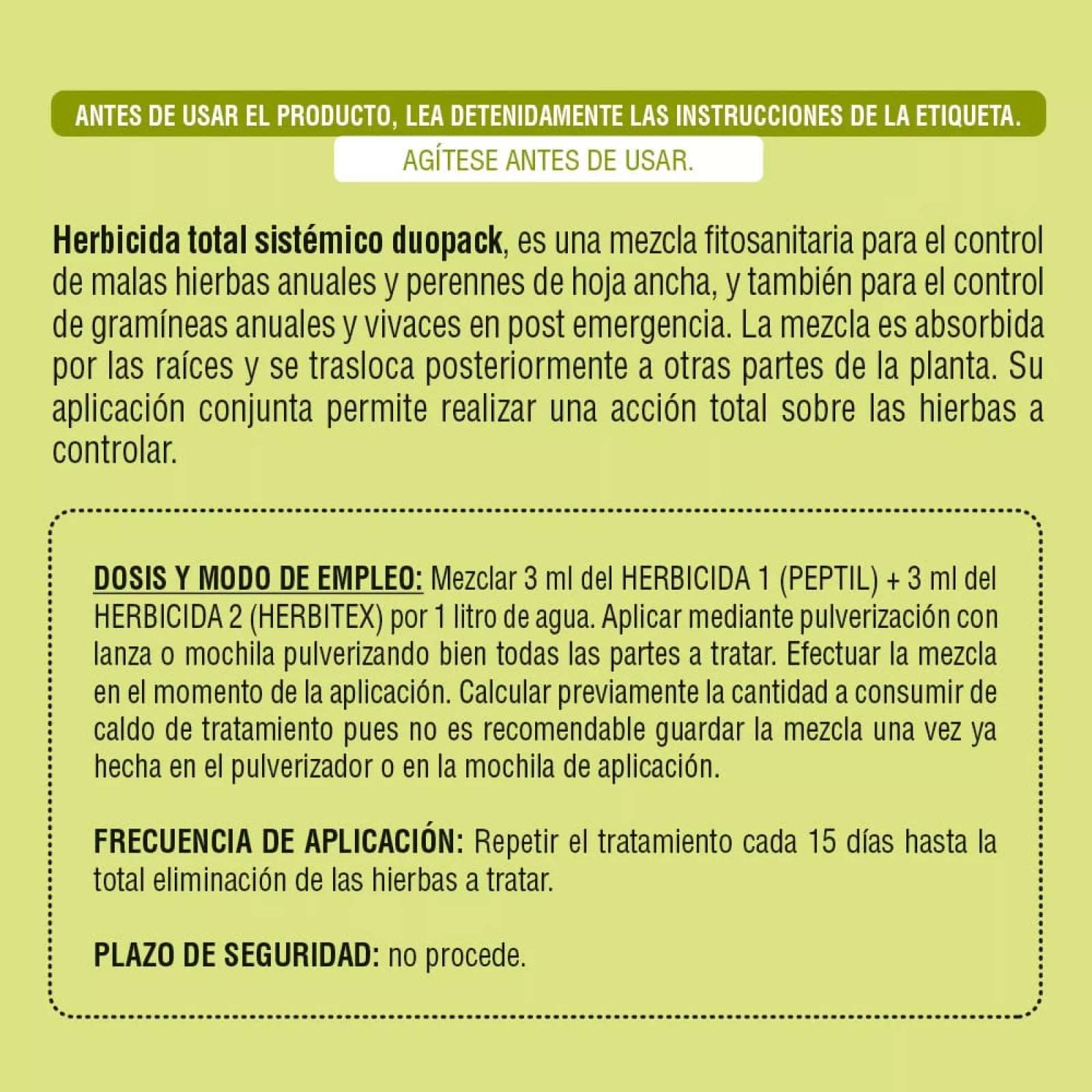 HERBICIDA TOTAL SISTÉMICO DUOPACK 25 ml + 25 ml