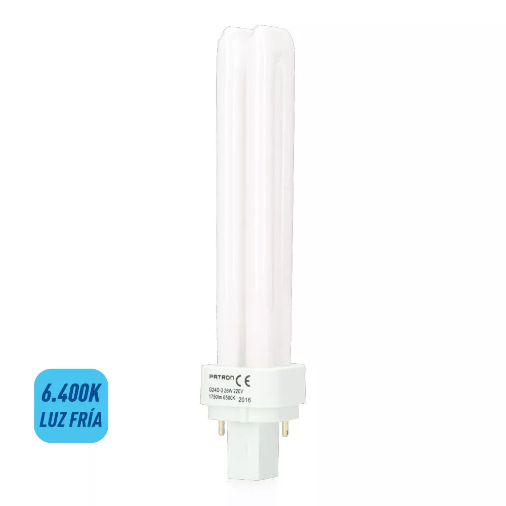 PATRON BOMBILLA BAJO CONSUMO G24d-3 2-PINS 26 W 1750 lm 6400 K LUZ FRIA 169 mm