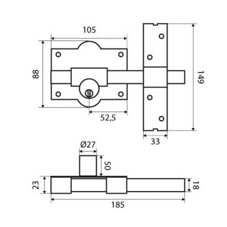 Cerrojo INTHER 1101R/105