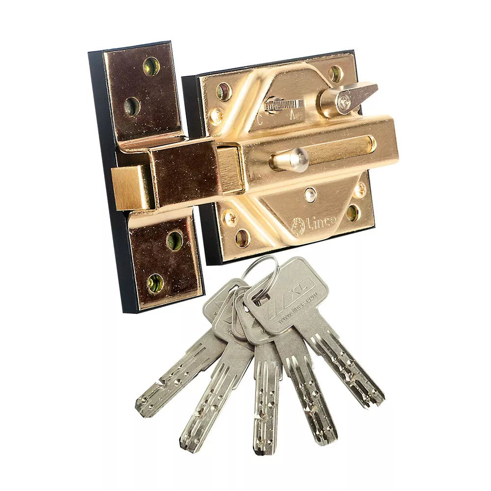 LINCE CERROJO ALTA SEGURIDAD 7930R ACABADO HIERRO LATONADO 97930RHL