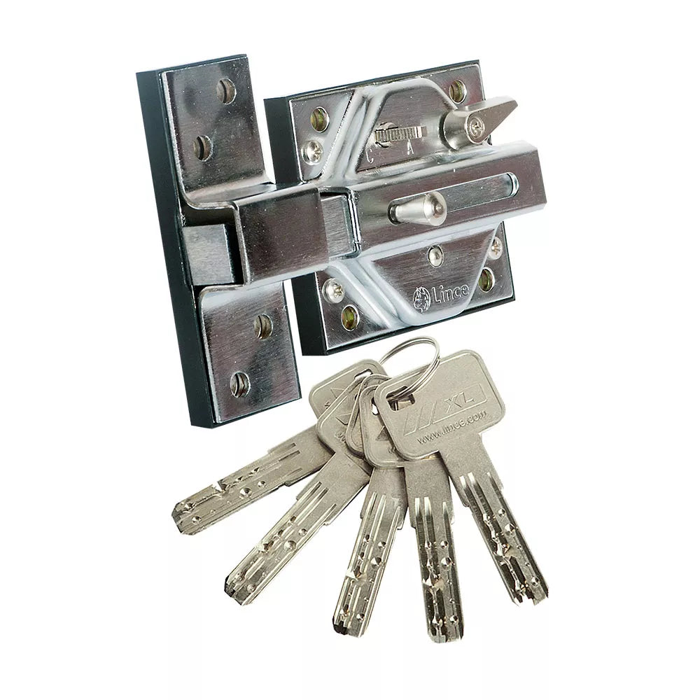 LINCE CERROJO ALTA SEGURIDAD 7930R ACABADO HIERRO CROMADO 97930RHC