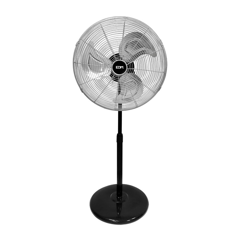 VENTILADOR DE PIE INDUSTRIAL, NEGRO/CROMADO, POTENCIA 80 W, ASPAS Ø50 cm, ALTURA REGULABLE 60-90 cm