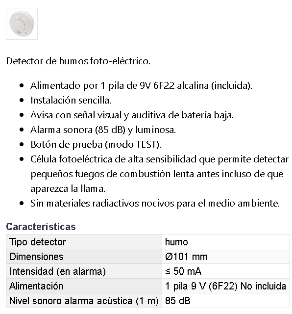 DETECTOR DE HUMOS DH