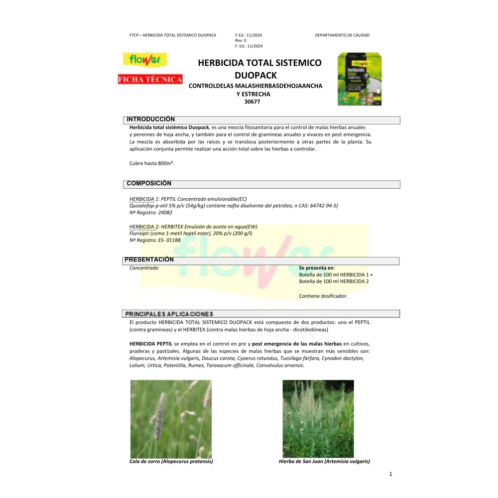 HERBICIDA TOTAL SISTÉMICO DUOPACK 25 ml + 25 ml